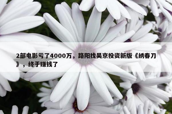 2部电影亏了4000万，路阳找吴京投资新版《绣春刀》，终于赚钱了