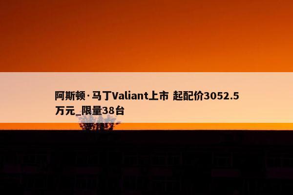 阿斯顿·马丁Valiant上市 起配价3052.5万元_限量38台