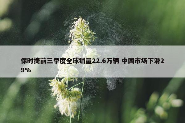 保时捷前三季度全球销量22.6万辆 中国市场下滑29%