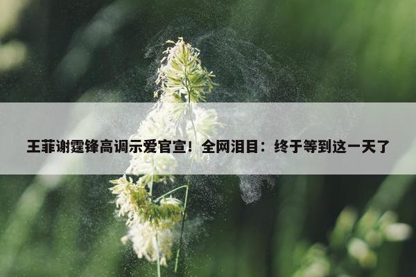 王菲谢霆锋高调示爱官宣！全网泪目：终于等到这一天了