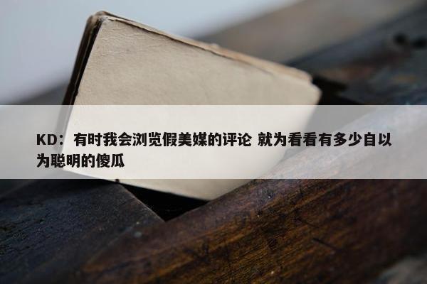 KD：有时我会浏览假美媒的评论 就为看看有多少自以为聪明的傻瓜