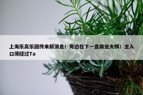 上海乐高乐园传来新消息！旁边在下一盘商业大棋！主入口须经过Ta