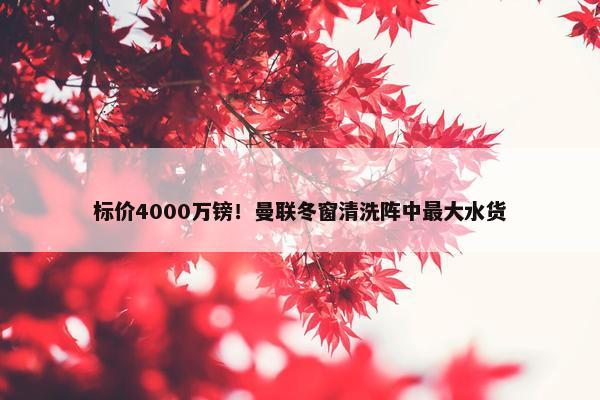 标价4000万镑！曼联冬窗清洗阵中最大水货